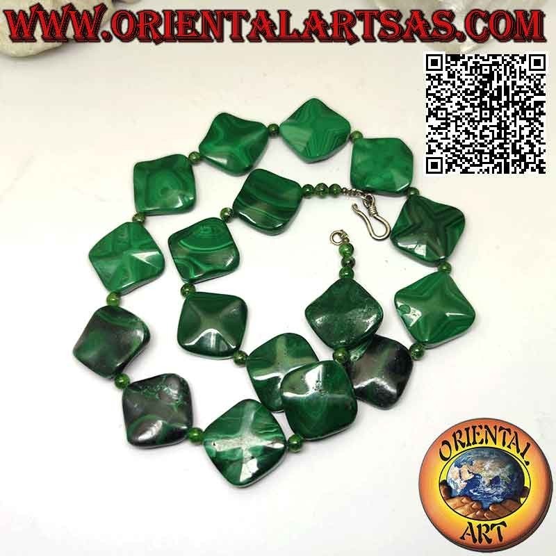 Collar Malaquita Natural Rombos Facetados 50cm | Oriental Art