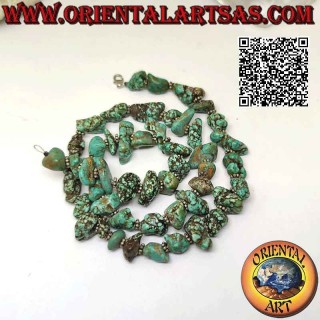 Collar Turquesa Tibetana Bruta Natural Plata 48cm | Oriental Art