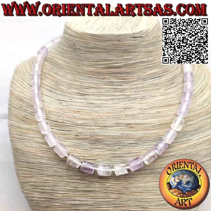 Handgeknüpfte Amethyst Halskette Natur & Silber | Oriental Art