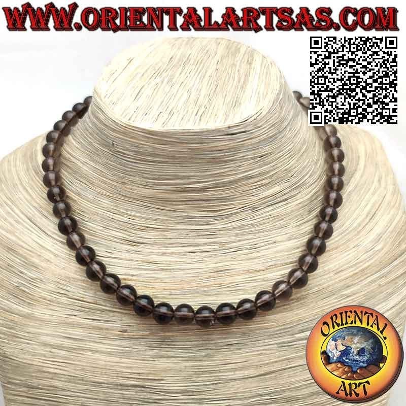 Ras de Cou Quartz Fumé Naturel 9mm Argent Acier | Oriental Art