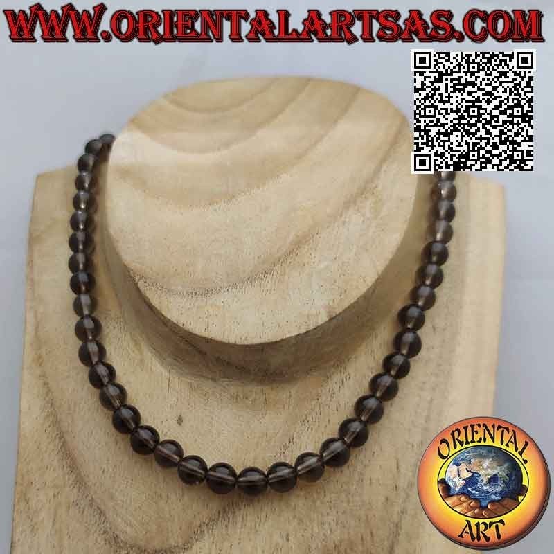 Ras de Cou Quartz Fumé Naturel 9mm Argent Acier | Oriental Art