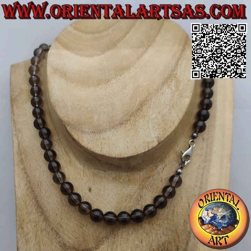 Ras de Cou Quartz Fumé Naturel 9mm Argent Acier | Oriental Art