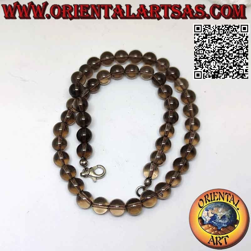 Ras de Cou Quartz Fumé Naturel 9mm Argent Acier | Oriental Art