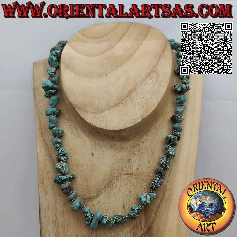 Collar Turquesa Tibetana Bruta Natural Plata 48cm | Oriental Art