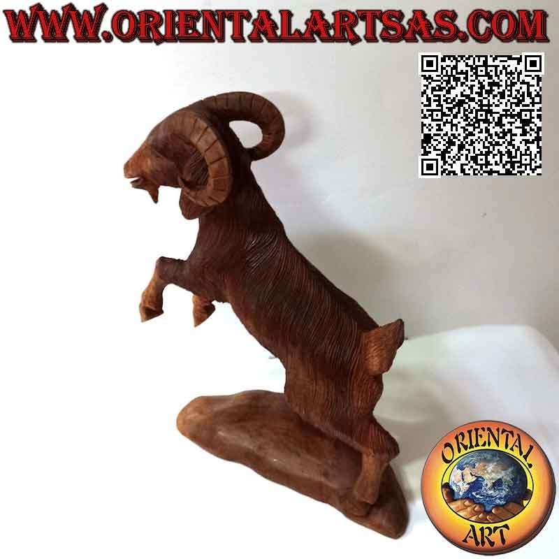 Widder- oder Widder-Skulptur aus 45 cm Suar-Holz (handgeschnitzt aus einem einzigen Block)