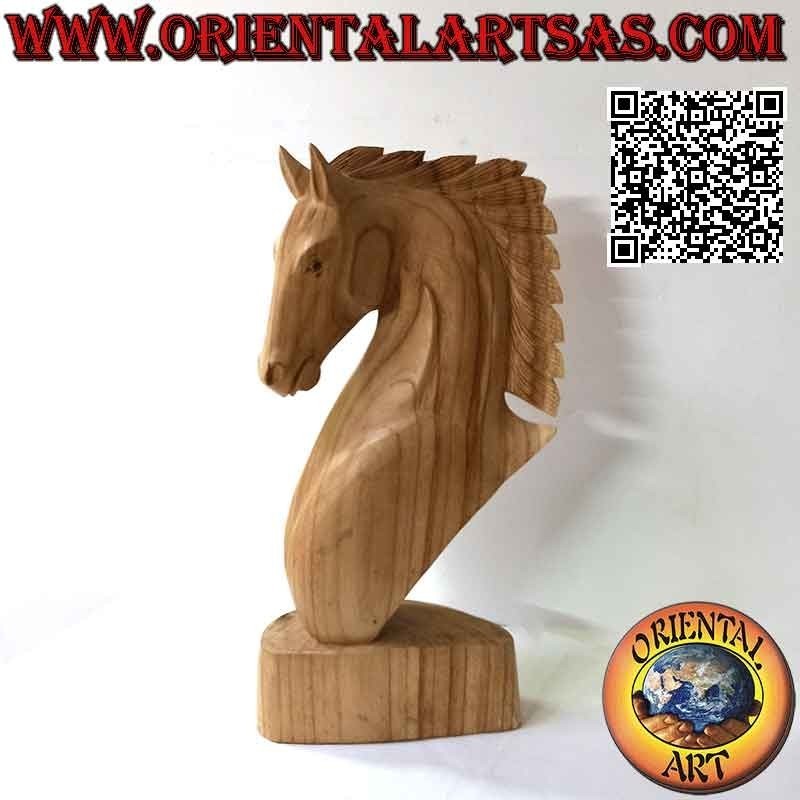 Escultura cabeza de caballo en madera de pino americano 50 cm (transparente)