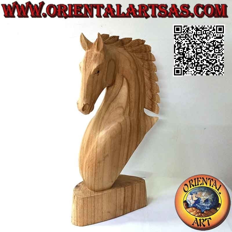 Escultura cabeza de caballo en madera de pino americano 50 cm (transparente)