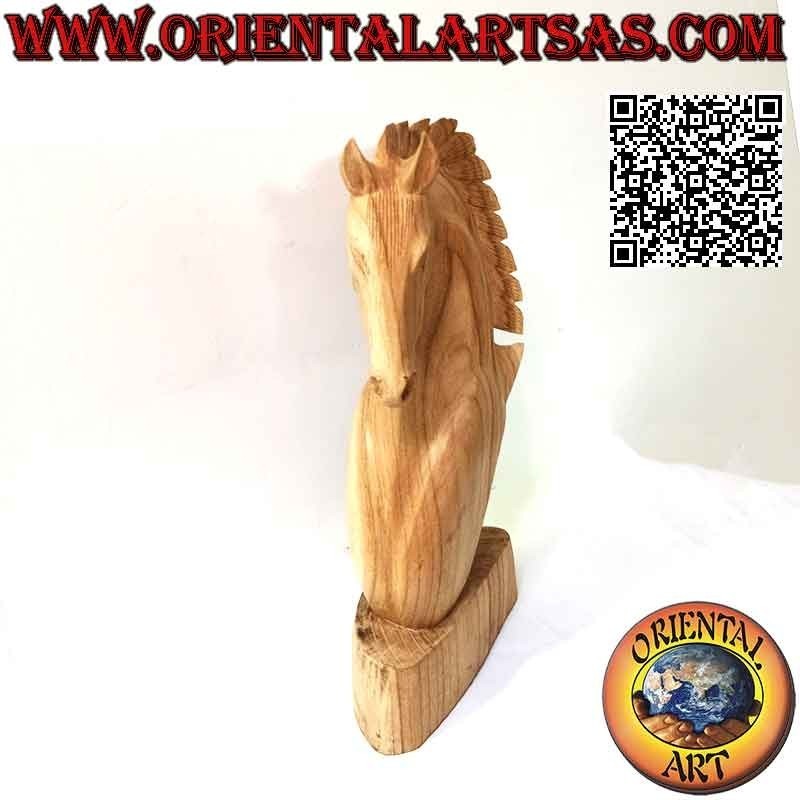 Scultura testa di cavallo in legno di pino americano da 50 cm (chiara)