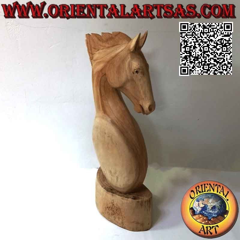 Pferdekopfskulptur aus amerikanischem Kiefernholz 50 cm (klar)