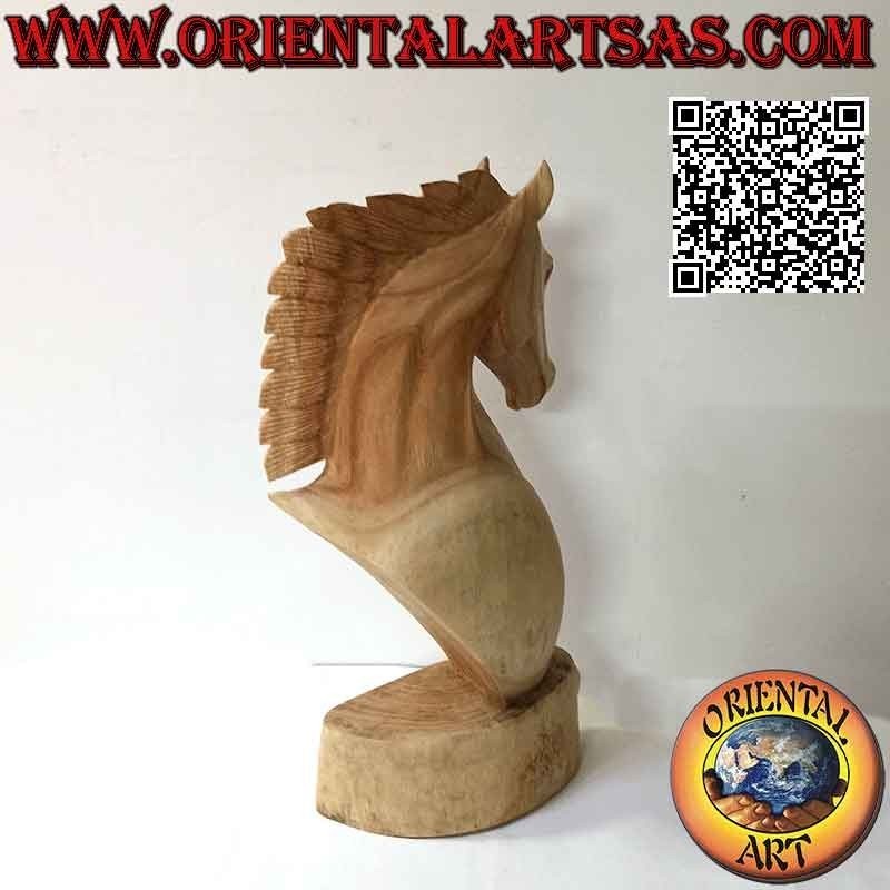 Scultura testa di cavallo in legno di pino americano da 50 cm (chiara)