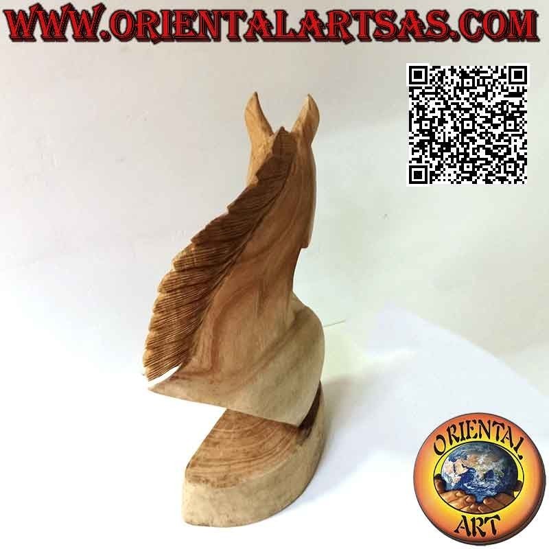Horse head sculpture in American pine wood 50 cm (clear)