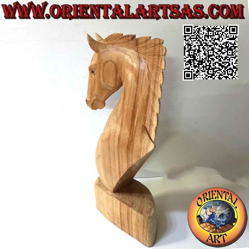 Horse head sculpture in American pine wood 50 cm (clear)