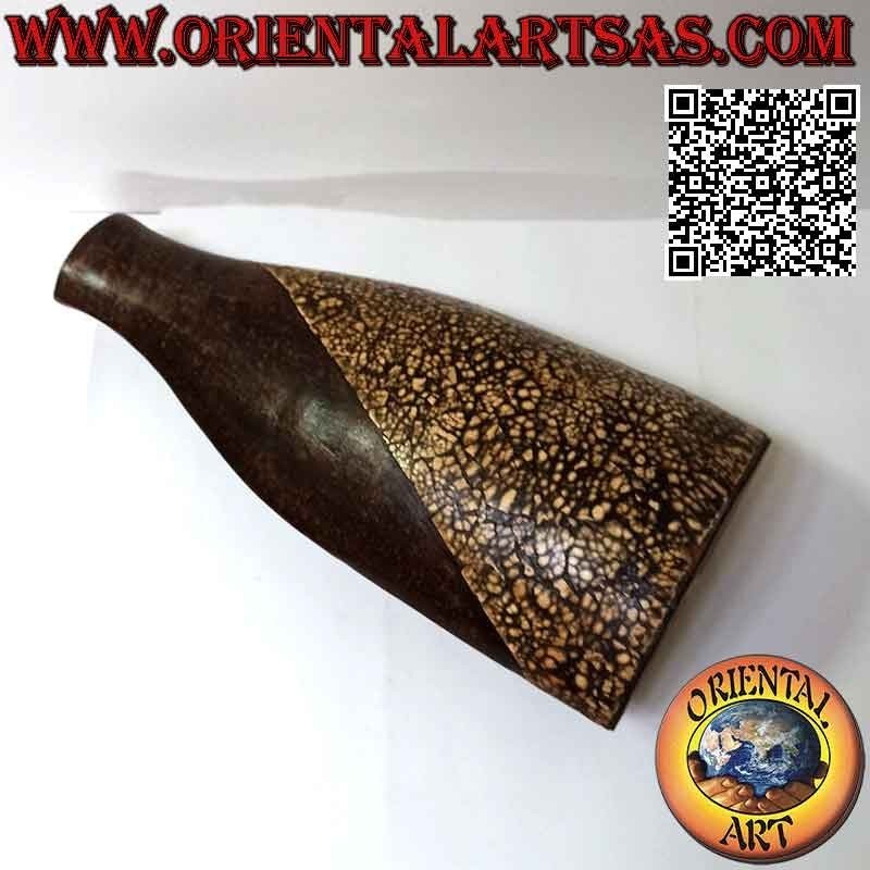 Portafiori etnico con decorazione balinese e bocca ovale in terracotta, fatto a mano (43 cm e 20x12cm)