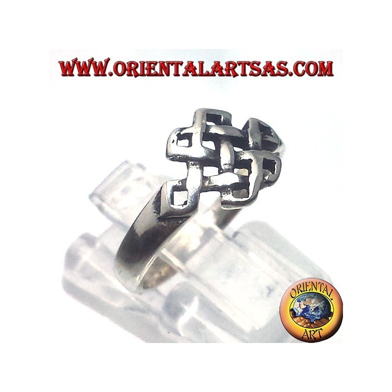 Bague en argent, tibétain infini Srivatsa