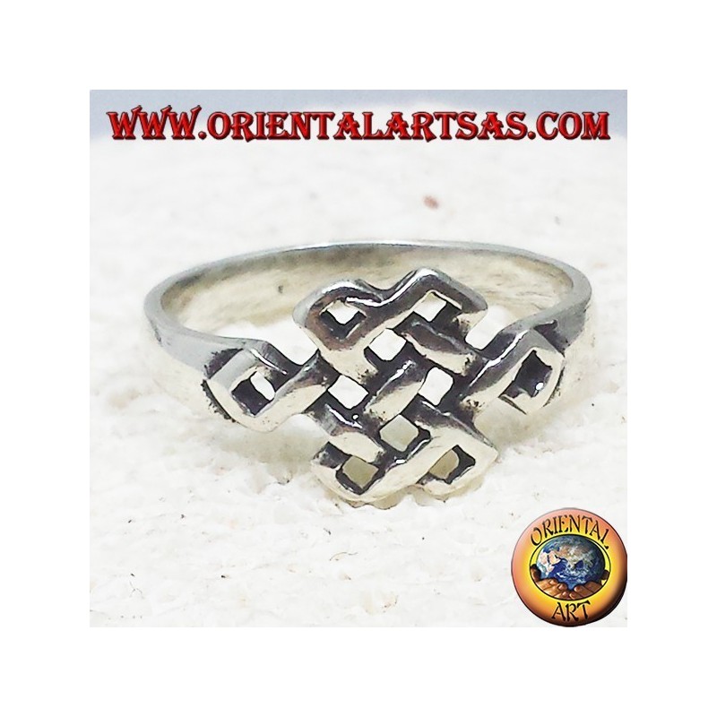 Silver ring, Tibetan infinite Srivatsa