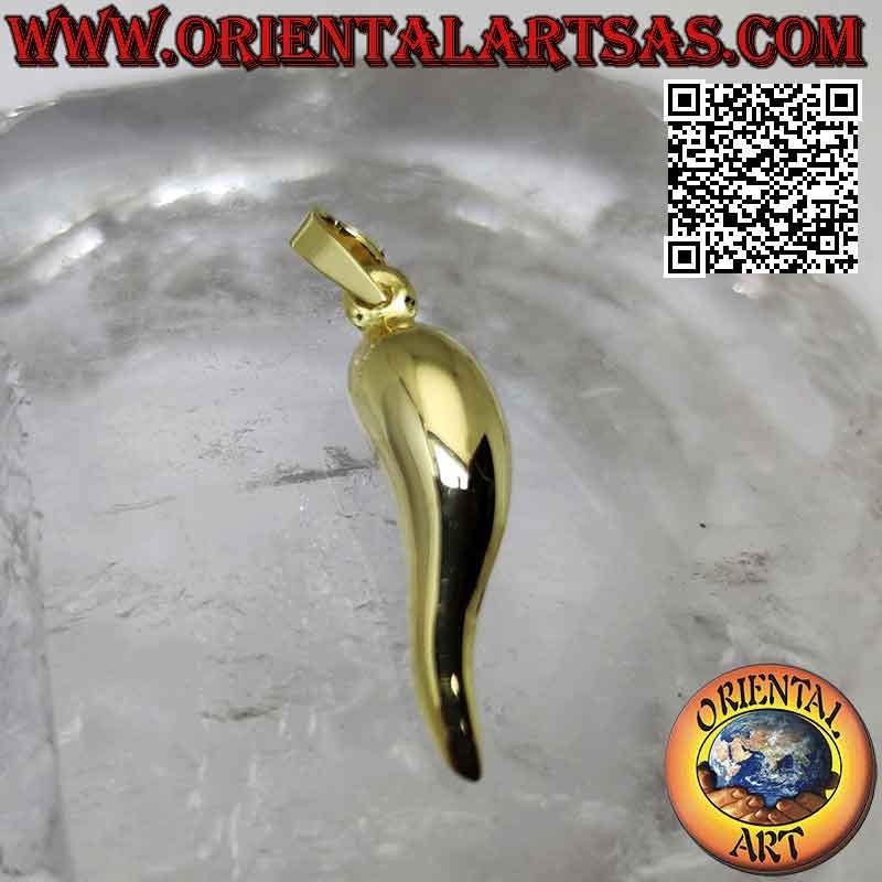 Silver "lucky charm" horn pendant in 22 mm gold plated silver