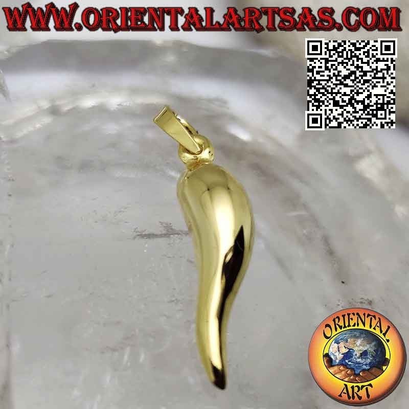 Pendentif corne "porte-bonheur" argenté en argent plaqué or 22 mm