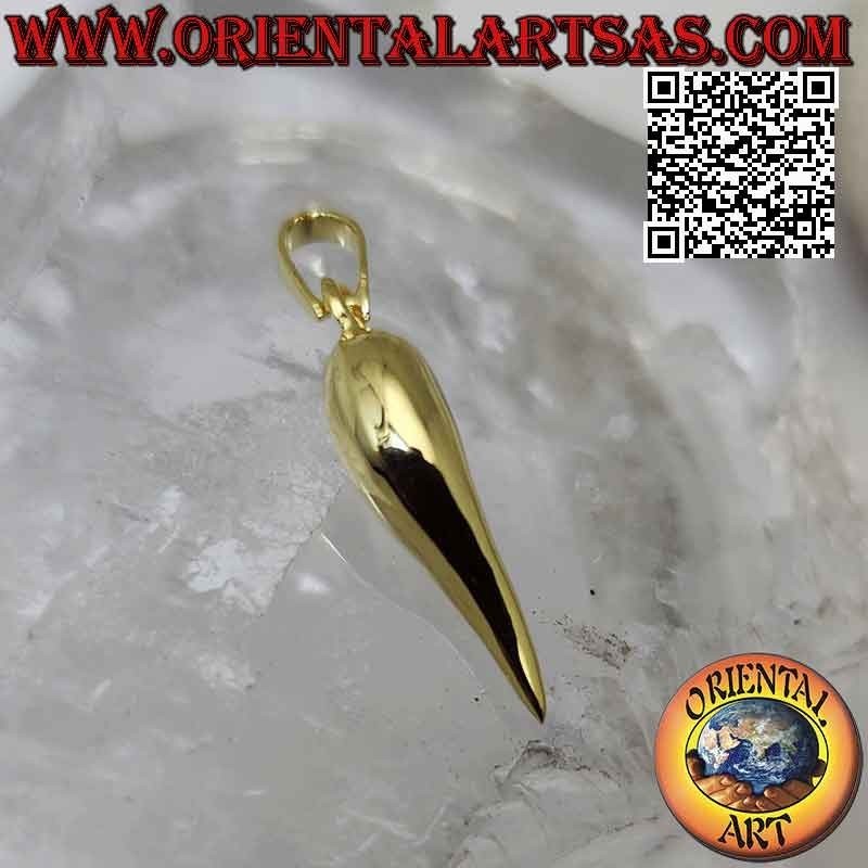 Colgante cuerno "amuleto de la suerte" de plata en plata bañada en oro de 22 mm