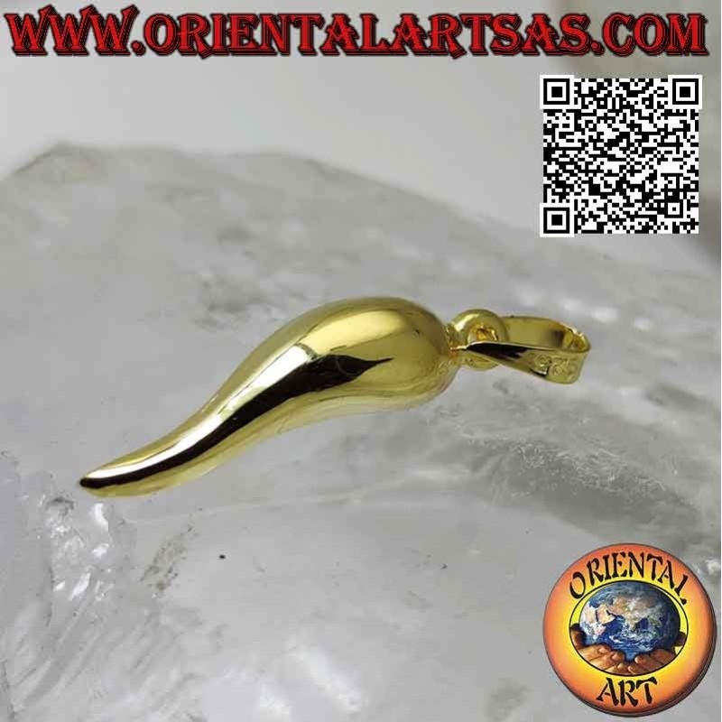 Pendentif corne "porte-bonheur" argenté en argent plaqué or 22 mm