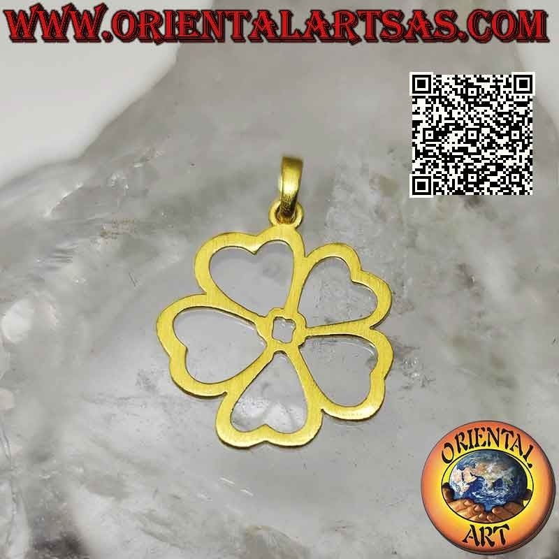 Pendentif en argent, pentafoglio "porte-bonheur" plaqué or (fleur de la chance infinie)