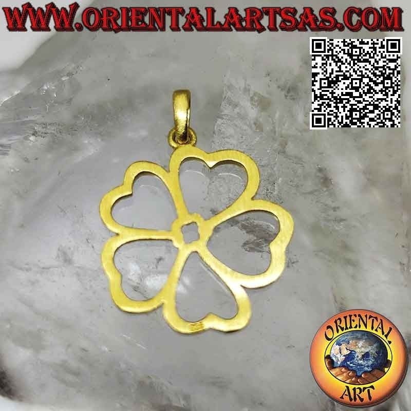 Pendentif en argent, pentafoglio "porte-bonheur" plaqué or (fleur de la chance infinie)