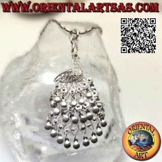 Pendentif en argent, filigrane fait main en forme de grand paon