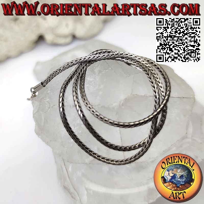 Collier chaîne serpent indonésien en argent 925‰ avec fermoir lisse 42 cm x 2 mm