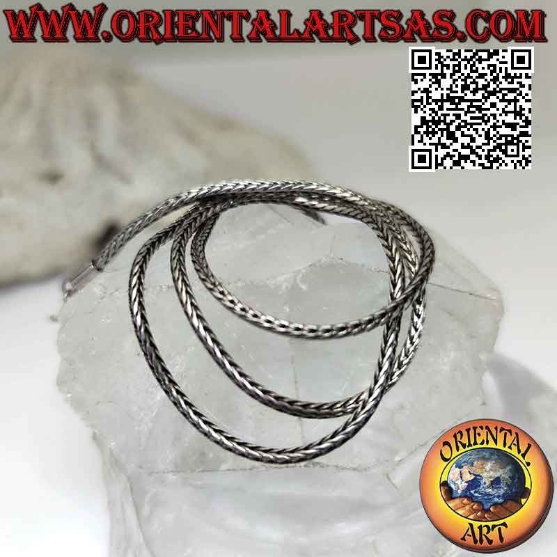 Collar de cadena de serpiente de Indonesia de plata 925 ‰ con cierre liso de 42 cm x 2 mm