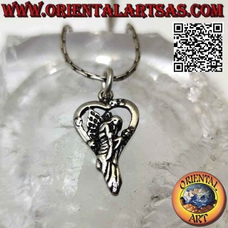 Colgante de plata, hada en el corazón.