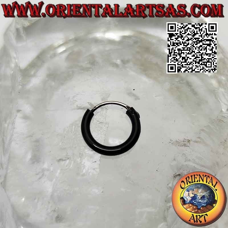 Orecchini in argento, cerchi lisci semplici smaltati neri da 2 x 12 mm (classica)