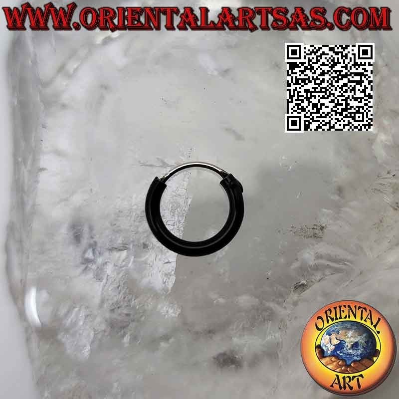 Orecchini in argento, cerchi lisci semplici smaltati neri da 2 x 12 mm (classica)