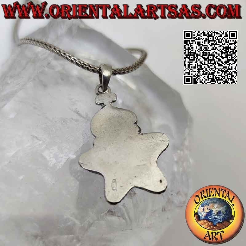 Pendentif en argent, étoile lapis-lazuli avec corail naturel antique central