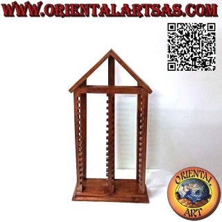 Porta CD "essential" a capanna in legno di teak (67 x 35 cm )