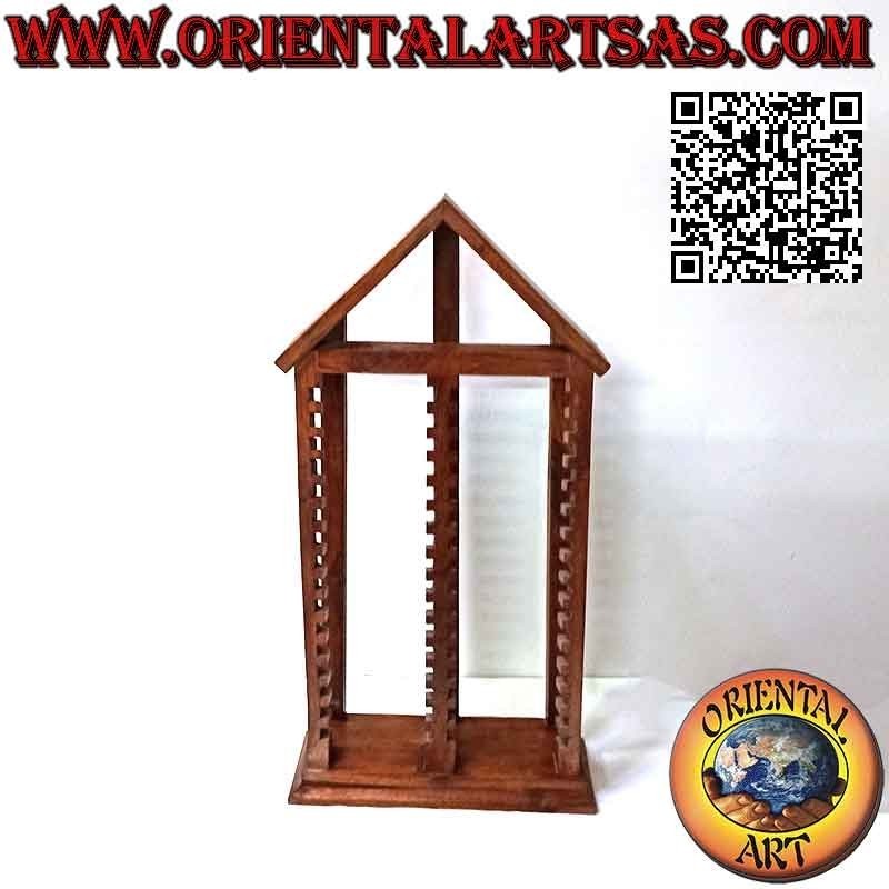 Porta CD "essential" a capanna in legno di teak (67 x 35 cm )