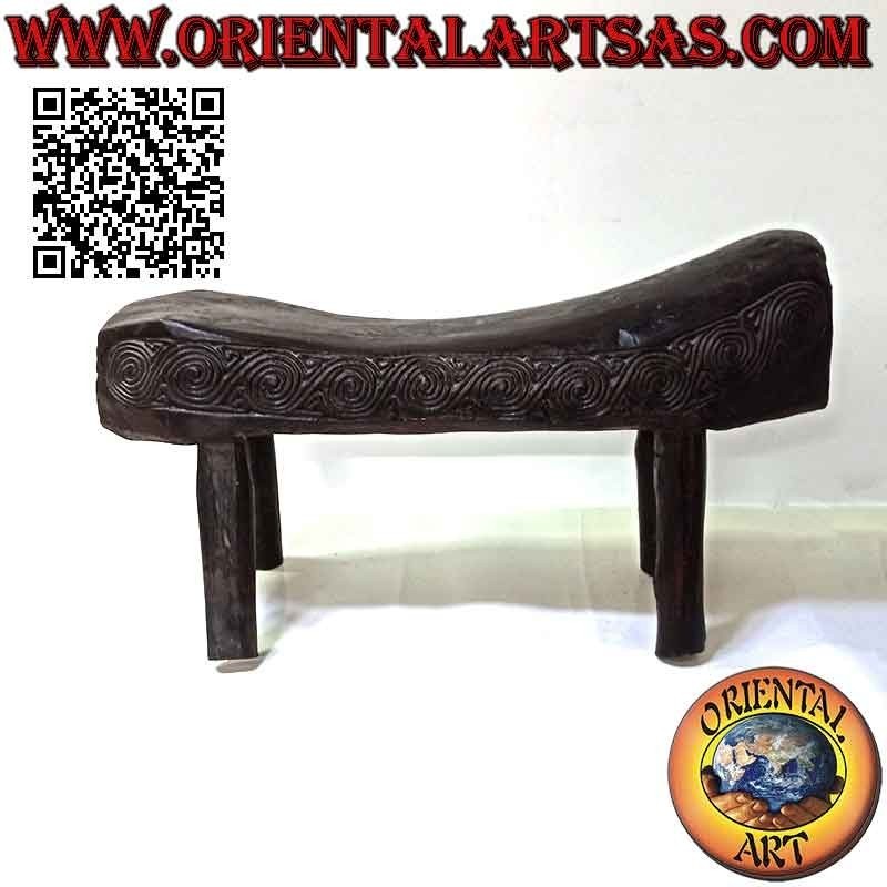Banco con asiento de silla de estilo primitivo en madera de teca (65x26 cm)