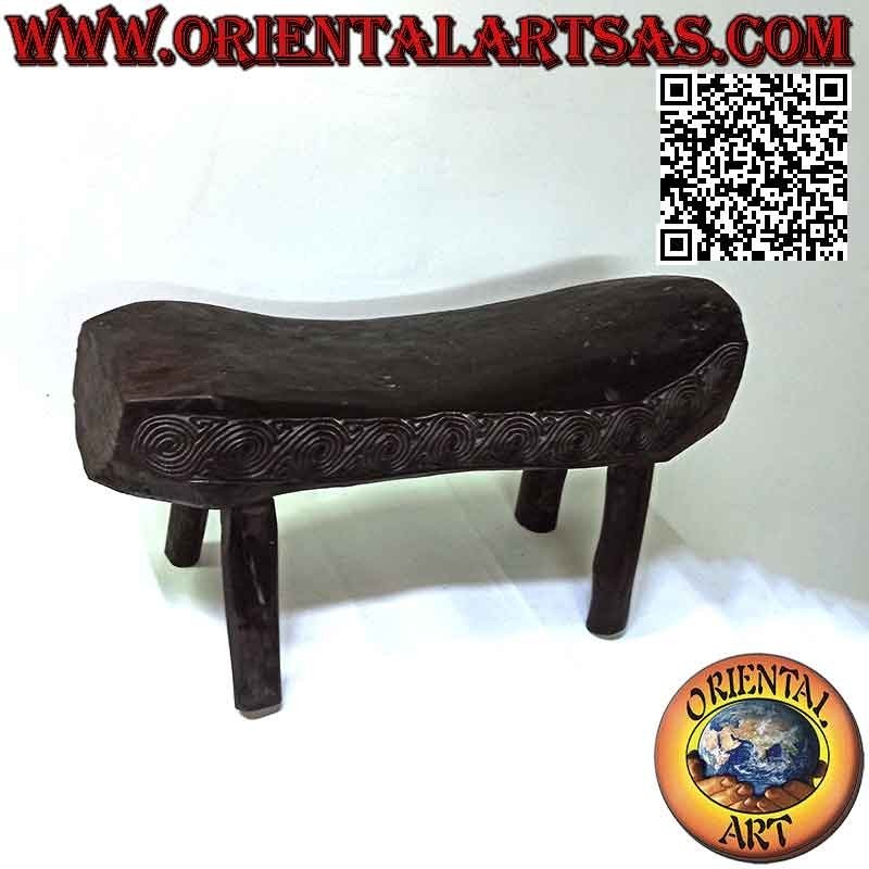 Bench with saddle seat in primitive style in teak wood (65x26 cm)