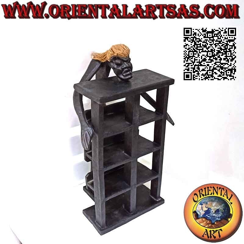 Tablón de anuncios de estilo primitivo de ocho cuadrados con talla de madera de teca aborigen