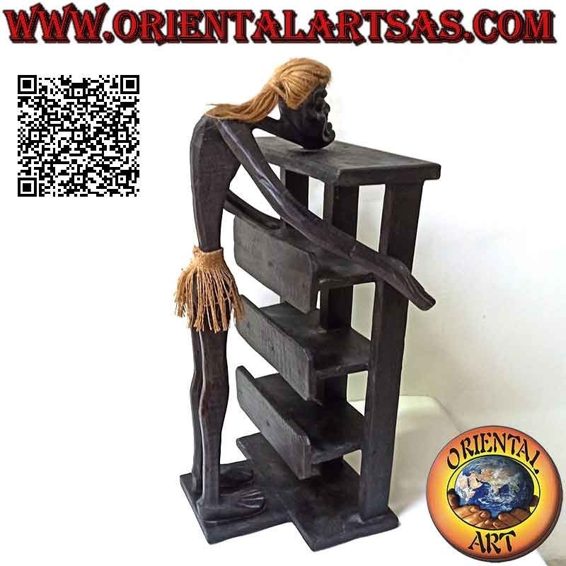 Tablón de anuncios de estilo primitivo de ocho cuadrados con talla de madera de teca aborigen