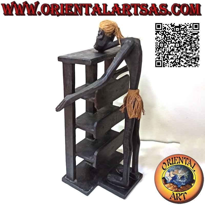 Eight-square primitive style notice board with Aboriginal teak wood carving