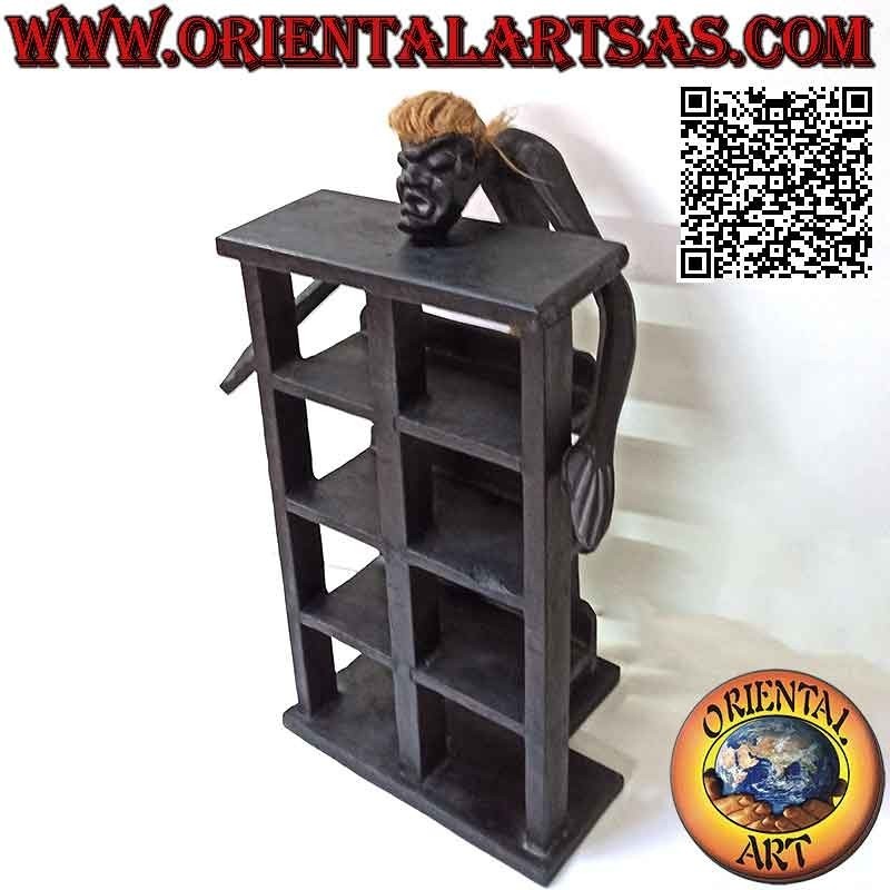 Eight-square primitive style notice board with Aboriginal teak wood carving