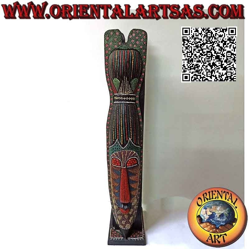 Panneau d'affichage à six cases avec masques sur les côtés décorés de mosaïque "Australian Aboriginal" en bois de balsa