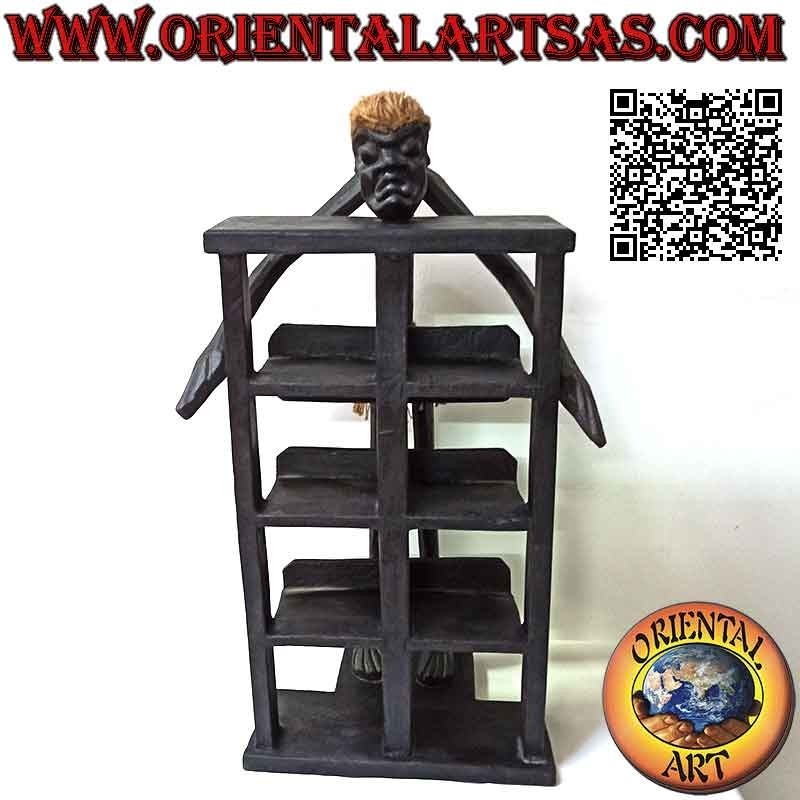 Tablón de anuncios de estilo primitivo de ocho cuadrados con talla de madera de teca aborigen