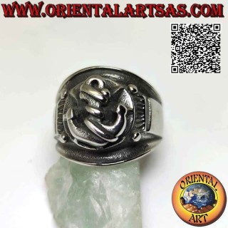 Anillo de acero quirúrgico (316L), con banda creciente con anclaje central saliente