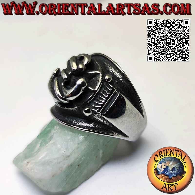 Anillo de acero quirúrgico (316L), con banda creciente con anclaje central saliente