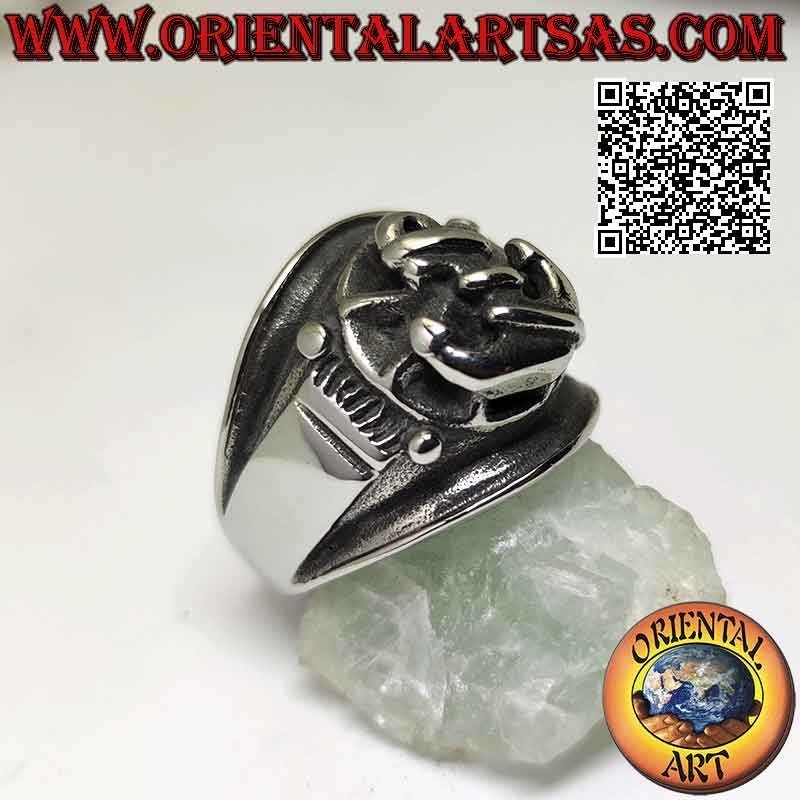 Anillo de acero quirúrgico (316L), con banda creciente con anclaje central saliente