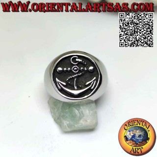 Chirurgenstahlring (316L), glatt mit Reliefanker im Kreis Ø 20 mm