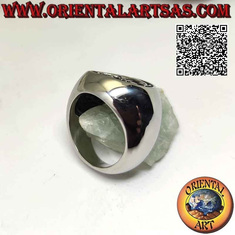 Surgical steel ring (316L), smooth with bas-relief anchor in the circle Ø 20 mm