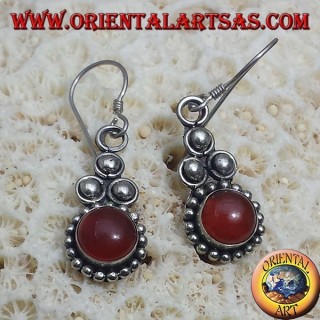 silver earrings with round carnelian Bali