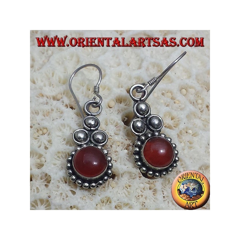 silver earrings with round carnelian Bali