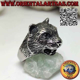 Anello in acciaio chirurgico (316L), a forma di testa di pantera